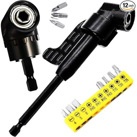 Zubehörsatz für Winkelbohrmaschinen, Schlagbohrmaschinenadapter, Verlängerungshalter für lange/kurze Bohrerposition, Mini-Schraubendrehersatz