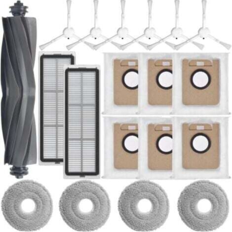 Zubehörset für den Dreame L10s Ultra/L10 Ultra/L10 Prime Saugroboter: 1 Hauptbürste, 2 Filter, 4 Reinigungspads, 6 Seitenbürsten und 6 Staubbeutel.