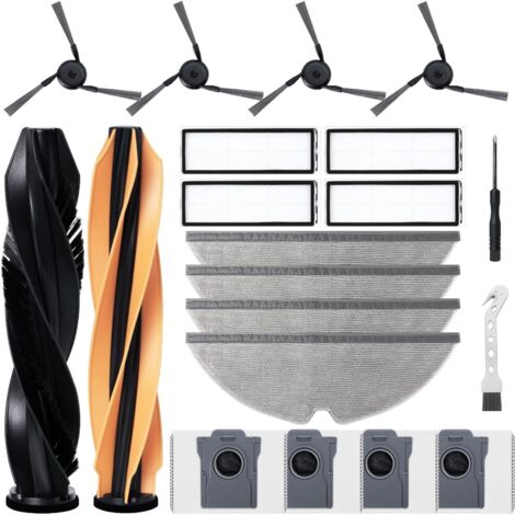 ZubehörSet für Dreame D20 / D20 Pro Plus Saugroboter Ersatzteile. 2 Hauptbürste, 4 Hepa-Filter, 4 Wischer-pad, 4 Seitenbürsten, 4 Staubbeutel, 1 Bürste
