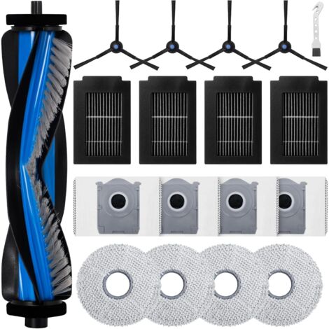 Zubehörset für Ecovacs Deebot T50 Max Pro Omni Roboterstaubsauger, 1 Rollbürste, 4 Filter, 4 Staubbeutel, 4 Reinigungspads, 4 Seitenbürsten Ersatz für