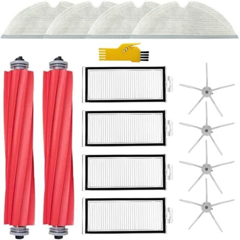 Zubehörset für Roborock Q7 Max+ Q7 Max Q7+ Q7 Roboterstaubsauger Ersatzteile 14 Packungen 2 Hauptbürsten & 4 Filter & 4 Seitenbürsten & 4 Mopps, Ersatzteile für