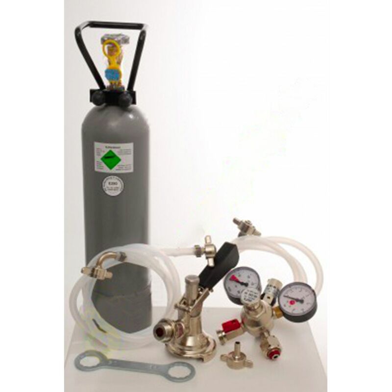 Ich-Zapfe 1-leitige Zapfanlagen Zubehör-set Mit Flachzapfkopf, Co2-flasche (2kg) & Bierschlauch (7mm)