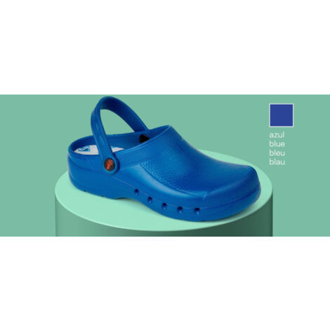 Zueco para sanidad y hostelería con tratamiento virucida y antibacterias unicolor DIAN EVA 40 Azul