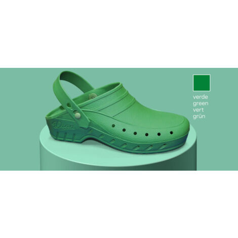 Zueco sanitario de material polimérico antibacteriano SBS monocasco DIAN 02-S 48 Verde