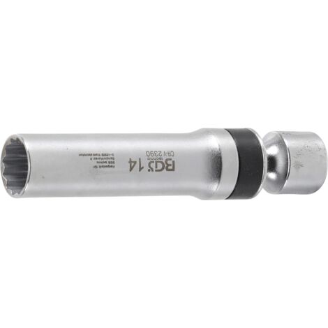 Zündkerzen-Gelenkeinsatz Zwölfkant mit Haltefeder Antrieb Innenvierkant 10 mm (3/8") SW 14 mm