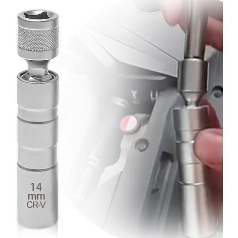 Zündkerzenschlüssel 14mm Magnet Universal Flexibel Zündkerzenschlüssel Satz Werkzeuge zum Entfernen von Zündkerzen (14mm)