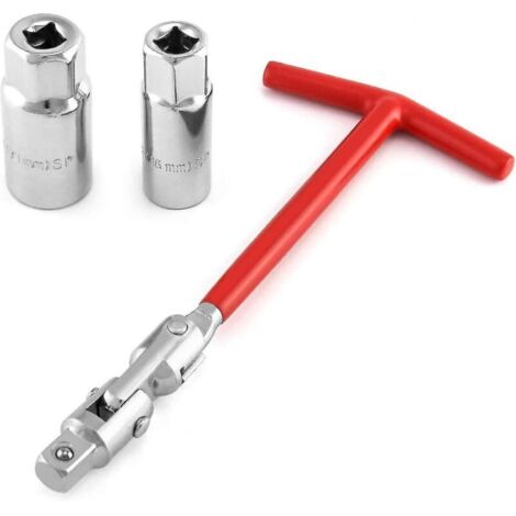 Zündkerzensteckschlüsselsatz, T-Griff-Zündkerzensteckschlüssel 16 mm 21 mm (rot)
