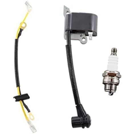 Zündspule mit Zündkerze für Husqvarna 136, 137, 137E, 141, 142, 142E, 235, 240, 23, 26, 36, 41. Ersetzt 545199901.