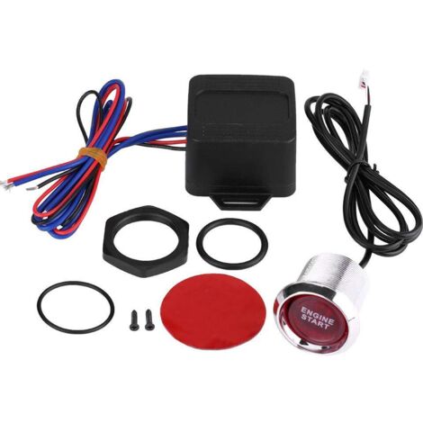 Zündstartschalter, universeller 12V LED-Druckknopf-Starterschalter für Motorstarter mit Zubehör (Rot)
