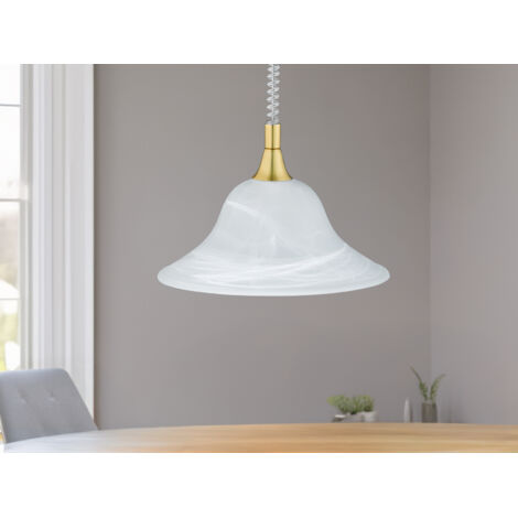 Zugpendelleuchte VIOLA Glas weiß höhenverstellbar Messing, Ø 39cm