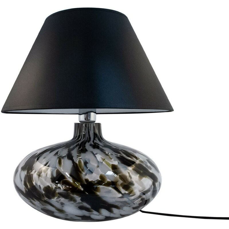 Image of Zumaline Lighting - Zumaline adana i Lampada da tavolo con paralume tondo affusolato, nero, bianco, 1x E27