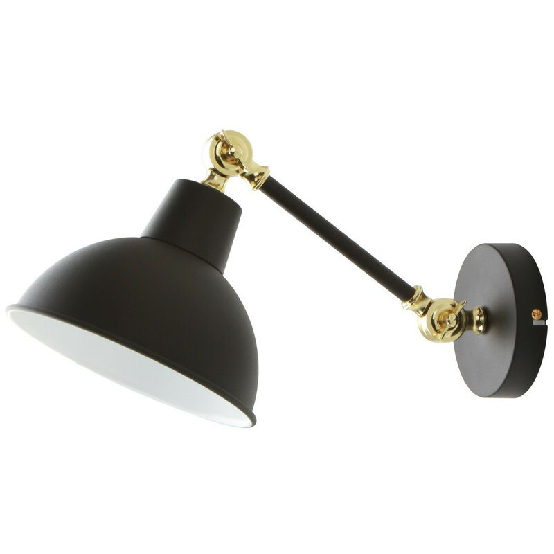 Image of Zumaline Lighting - Zumaline apus Lampada da parete Dome, nero opaco, oro, bianco, 1x E27