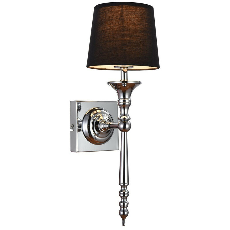 Image of Zumaline Lighting - Zumaline cloe Lampada da parete con paralume, nero, argento, 1x E27