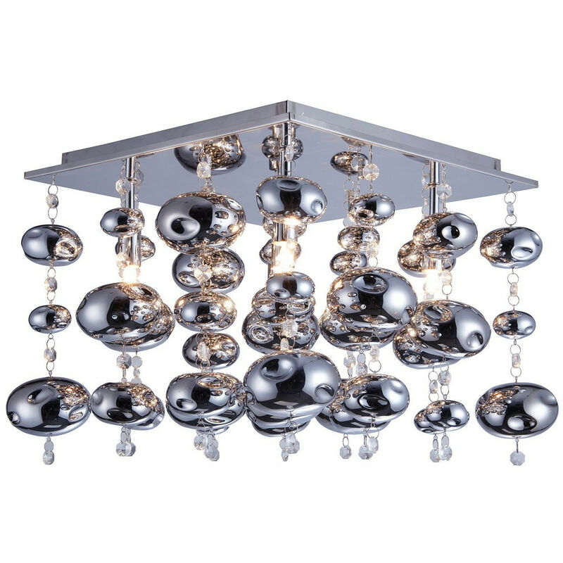 Image of Zumaline Lighting - Zumaline elli Plafoniera quadrata semi-incasso, cromata, 5x G9