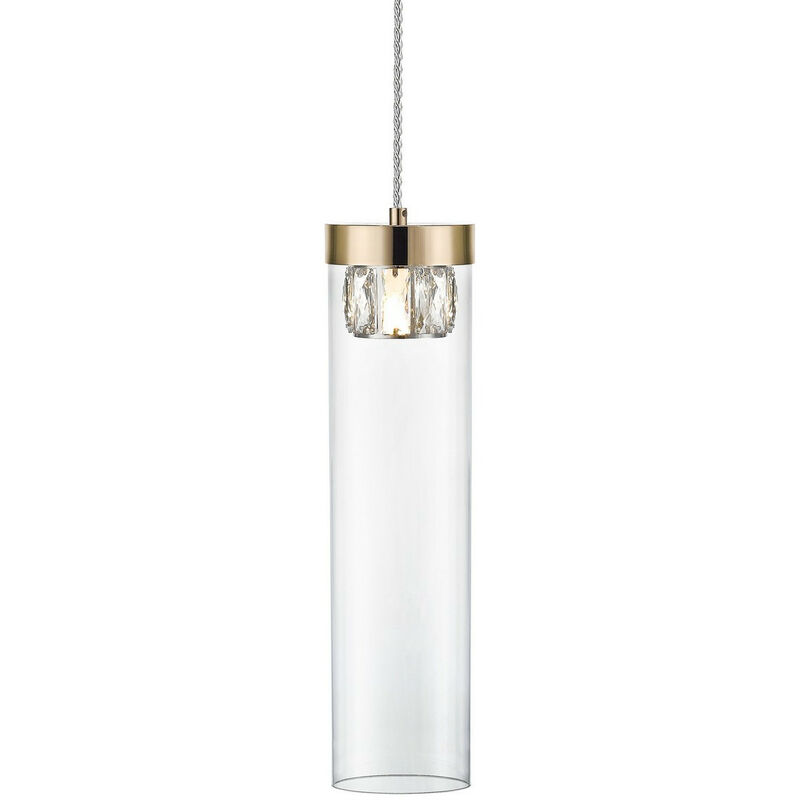 Image of Zumaline Lighting - Zumaline gem Plafoniera a sospensione in cristallo sottile, oro francese, trasparente, 1x G9