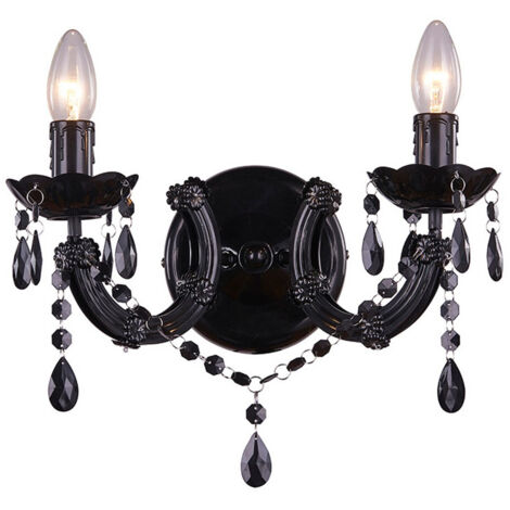 Zumaline MAGNOLIA Kerzenwandlampe, Schwarz, 2x E14