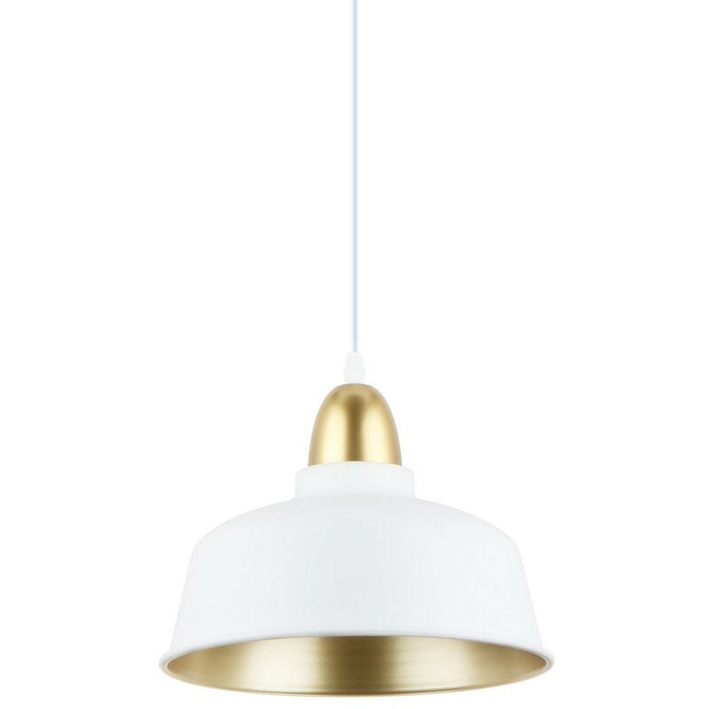 Image of Zumaline Lighting - Zumaline mensa Plafoniera a sospensione a cupola, bianco opaco, oro, 1x E27