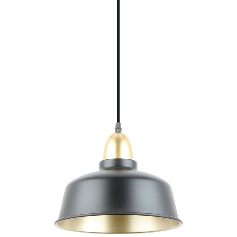 Image of Zumaline Lighting - Zumaline mensa Plafoniera a sospensione a cupola, nero opaco, oro, 1x E27
