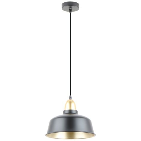 Zumaline MENSA Plafoniera a sospensione a cupola, nero opaco, oro, 1x E27