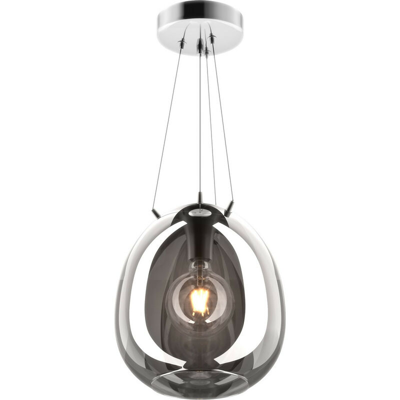Zumaline Lighting - Zumaline moon Plafonnier suspendu Dome 30 cm, Chrome fumé, 1x E27