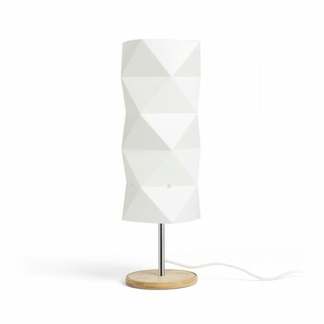 ZUMBA lampe à poser PVC blanc/bois/chrome 230V E14 11W