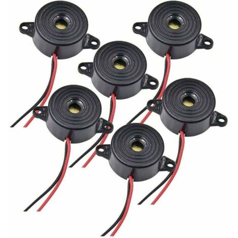 Zumbador electrónico de 12 V, CC 3-24 V, sirena de 12 V, 85 dB, sistema de alarma para circuitos físicos, sonido continuo, 6 unidades, cable de 120 mm.