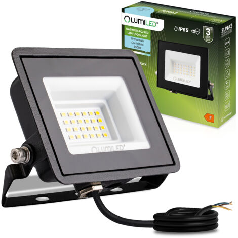 ZUNA2 LED-Flutlicht 20W 1800lm 6500K IP65 Schwarz LUMILED