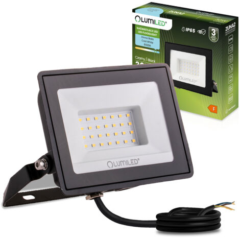 ZUNA2 LED-Flutlicht 30W 2700lm 6500K IP65 Schwarz LUMILED