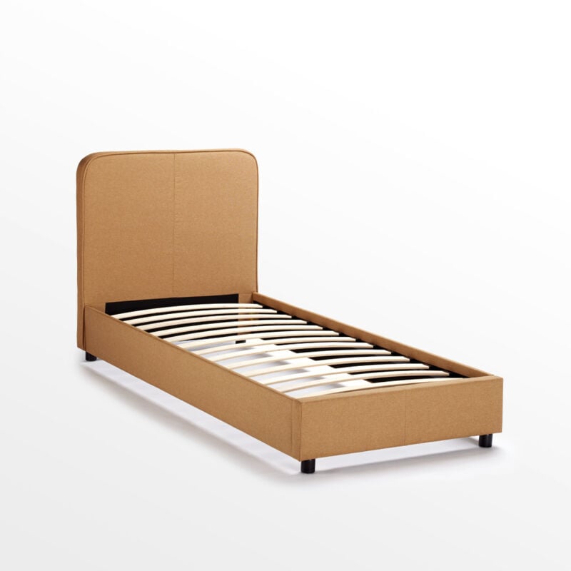 Zurich Twin Komplettes Einzelbett Aus Stoff Holz Mit Netz 80x190 Cm Farbe Beige Lnzu80190mie