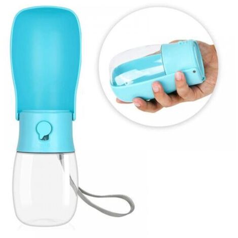 Zusammenfaltbare Wasserflasche für Hunde, 300 ml, tragbare Wasserflasche für Hunde, geeignet für Hunde und Katzen, für Spaziergänge im Freien, Reisen und zum Trinken, blau