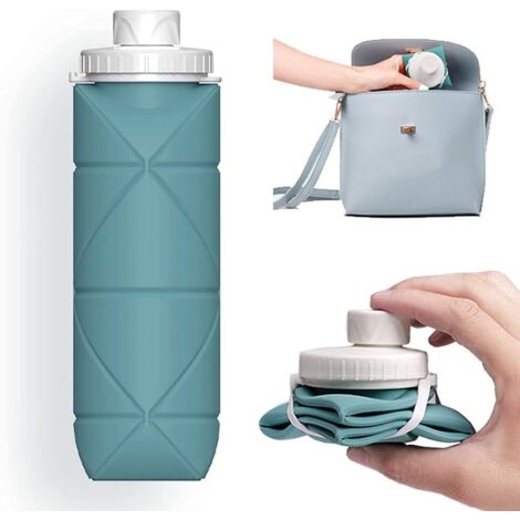 Zusammenfaltbare Wasserflasche mit wiederverwendbarem, BPA-freiem und auslaufsicherem Ventil für Sport, Camping und Wandern.