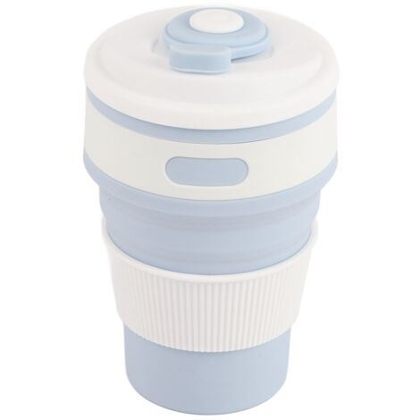 Zusammenfaltbarer Silikon-Reisebecher, 350 ml, ideal für Kaffee und Tee im Freien (Blau)