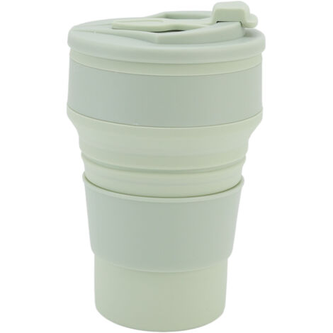 Zusammenfaltbarer Silikonbecher (500 ml), hitzebeständig, ideal für Reisen und den Einsatz im Freien, hellgrüne Farbe, zusammenfaltbarer Becher für Heißgetränke.