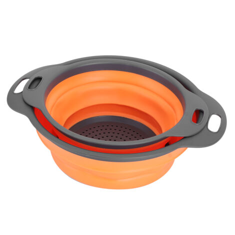 Zusammenklappbarer Abtropfkorb - Gemüse- und Obstsieb - Küchenaccessoire (Orange)