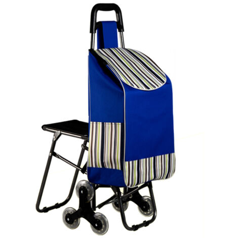 Zusammenklappbarer Einkaufswagen, Einkaufswagen mit Sitz, Doppel- und Dreifachräder, ergonomischer Griff