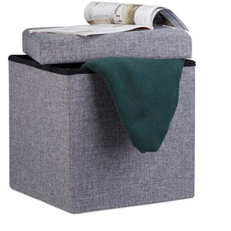 Zusammenklappbarer hocker mit stauraum aus leinenstoff