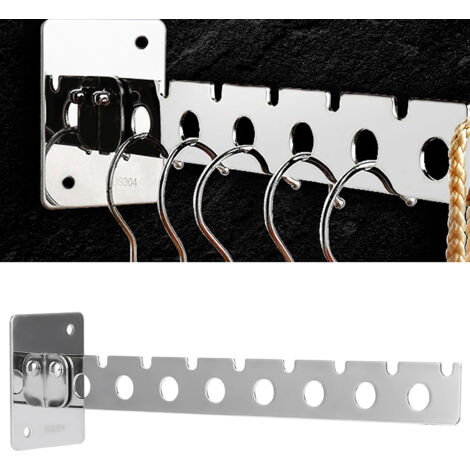 Zusammenklappbarer, platzsparender Wandwäscheständer mit 8 Haken für Waschküche und Schlafzimmer. Ideal für Waschküche und Schlafzimmer.