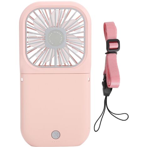 Zusammenklappbarer, tragbarer Nackenventilator, 3 Geschwindigkeitsstufen, USB-aufladbar, leise, für den Einsatz im Büro (innen und außen), rosa