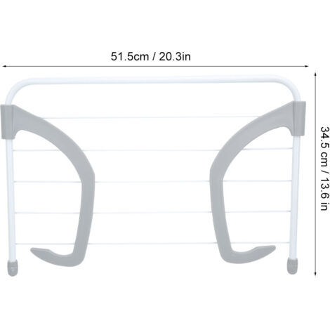 Zusammenklappbarer und ausziehbarer Wäscheständer – Wandmontierter Wäscheständer für den Balkon – Graues Modell – Metall + hitzebeständiger Kunststoff – Maße: 51,5 x 34,5 cm