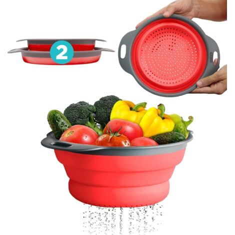 Zusammenklappbares Küchenspülen-Filter- und Trichterset für Spülbecken der Größen 2 und 3/4 zum Abgießen und Filtern von Lebensmitteln