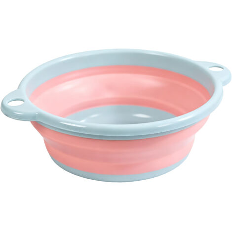 Zusammenklappbares Waschbecken, tragbar und robust, glänzende PP/TPR-Oberfläche, blau, 23 x 17,5 x 3,2 cm, 100 g