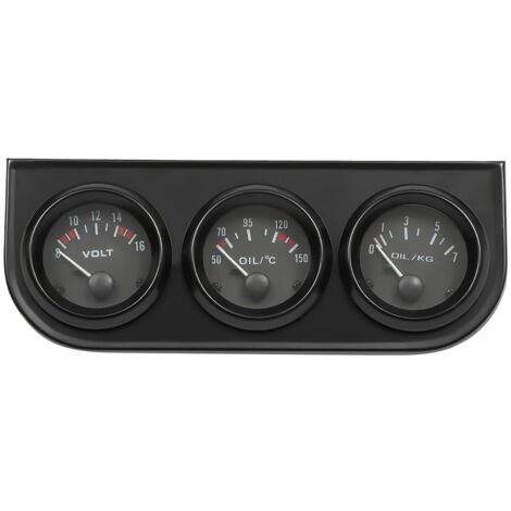 Zusatzinstrument Öltemperaturanzeige 3 in 1 Öltemperatur+ Öldruck +Voltanzeige Triple Gauge Kit Wassertemperatur Öl Manometer Öldruck Sensor für Auto/Lkw Schwarz