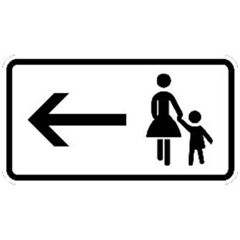 Zusatzschild 1000-12, 330x600mm Fußgänger links halten RAL-Gütezeichen Folie RA1