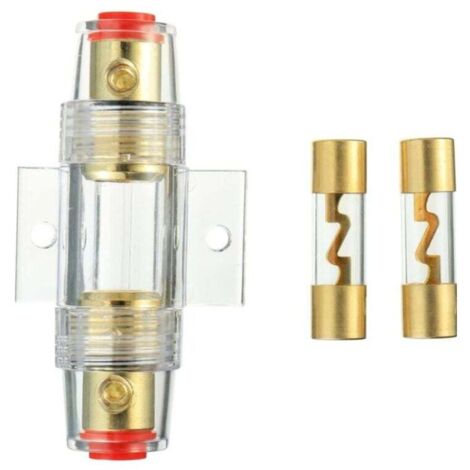ZVD- 1 Porte-fusible AGU en Ligne plaqué Or et 2 fusibles AGU en Verre plaqué Or 60A pour la Protection de sécurité de l'alimentation Audio Automobile (60A)