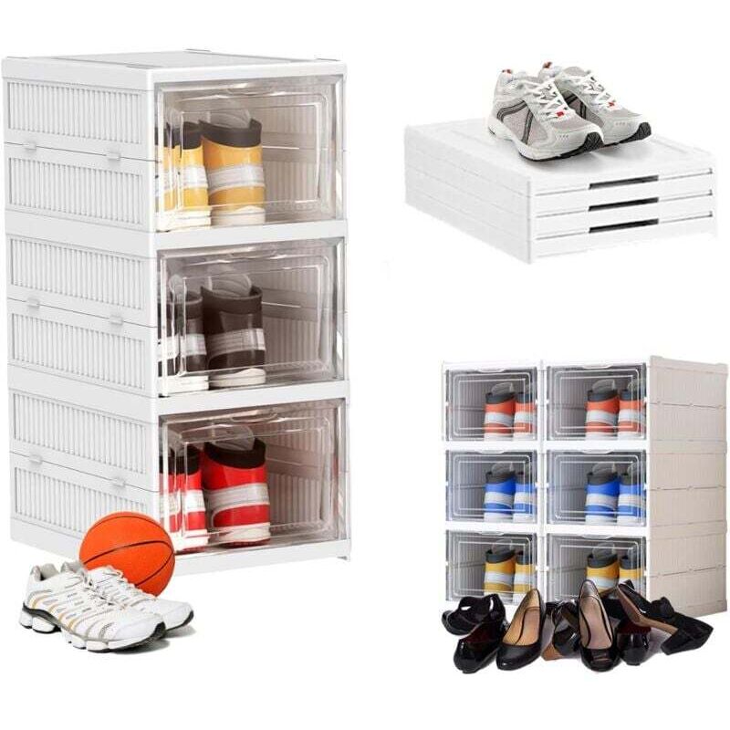 ZVD - 1 x boîtes à chaussures, boîtes de rangement pour chaussures, boîte de rangement pour chaussures en plastique empilable transparente, boîte à