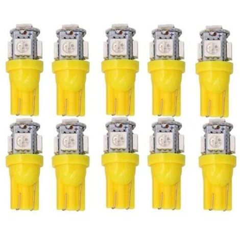 ZVD 10 Pièces Lumières Jaunes, T10 w5w LED 5050SMD 12v DC 10 pièces