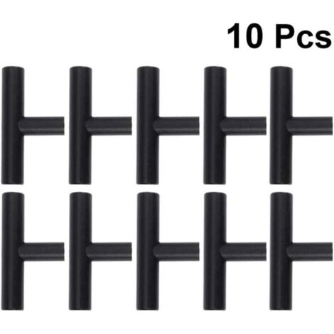 ZVD-10 pomos negros con forma de T para gabinete, para cocina y baño