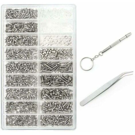 ZVD 1000 Kits de Réparation de Lunettes à Vis Micro, avec un Brucs et un Tournevis, pour Lunettes, Lunettes de , Montres