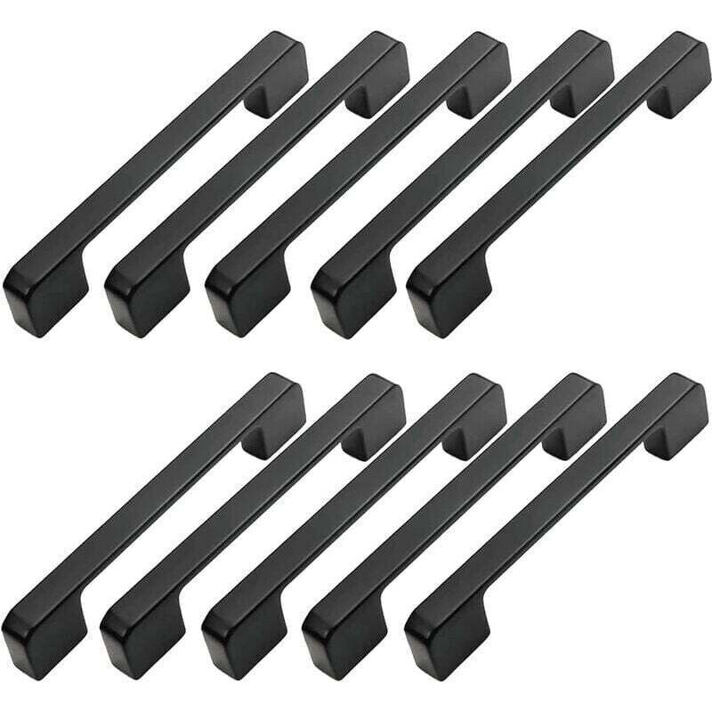 ZVD - 10pcs Poignée Meuble Entraxe 96mm-Poignée Porte Cuisine Noire Poignee Barre Meuble Poignee De Cuisine Noire 96mm