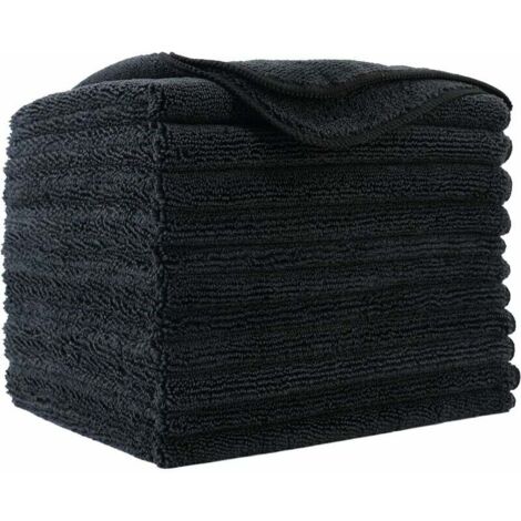 ZVD-12 Chiffons de Nettoyage en Microfibres - qualité Premium - Noir -30 x 30 cm